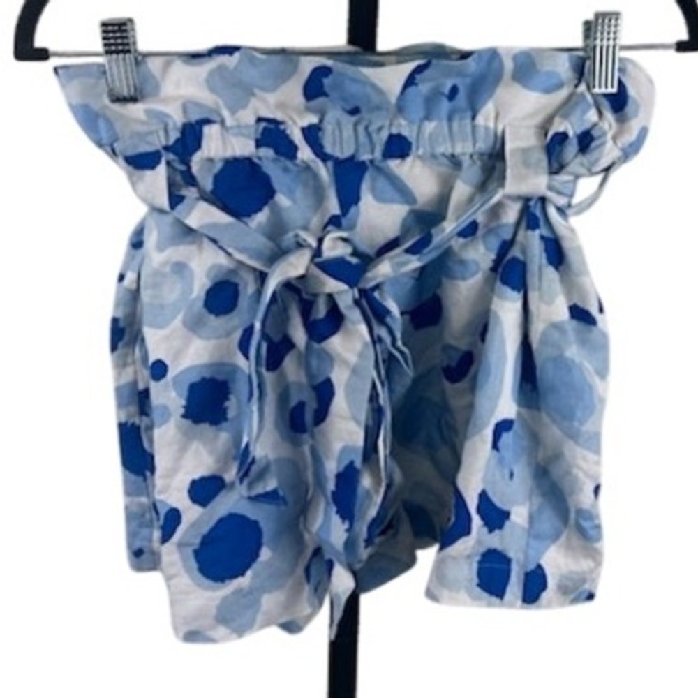 Blue Polka Dot Paperbag Waist Women's Shorts